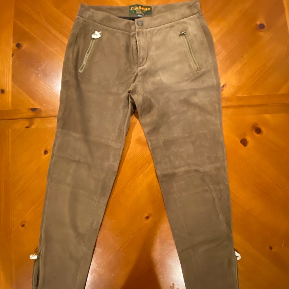 Eddie Bauer, goat leather/suede pants. Zippered ankles supple never been worn.
